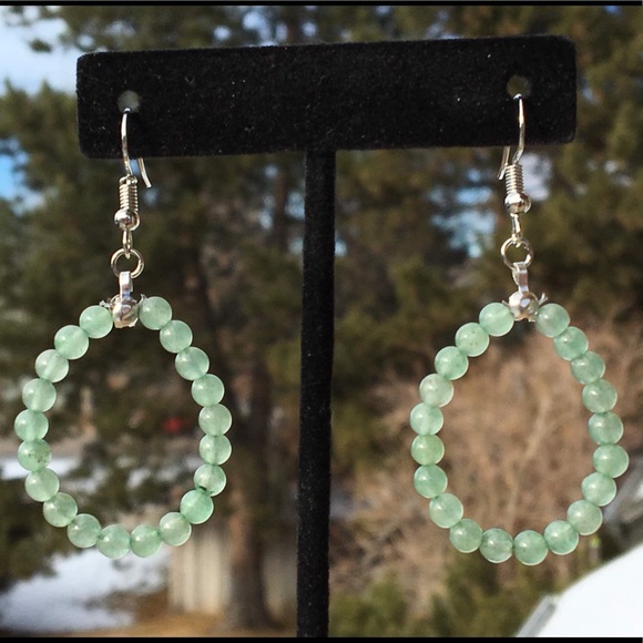 Green Aventurine Hoop Earrings - Picture 8 of 8